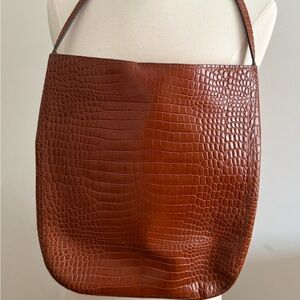 Banana Republic Brown Crocodile-Embossed Shoulder Bag